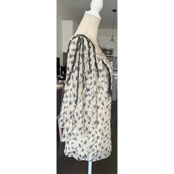 3.1 Phillip Lim Ivory Black Silk Beaded Romantic Boho Glam Blouse Top Sz 8 $785 - Picture 11 of 16